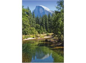 4059745297677 - Wandbild ARTLAND Yosemite Valley Half Dome River of Mercy Bilder Gr B H 60 cm x 90 cm Alu-Dibond-Druck Gewässer 1 St grün Bild Kunstdruck Poster Bilder als Alubild Leinwandbild Wandaufkleber oder in versch Größen