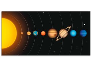 4059745335638 - Wandbild ARTLAND Vector Sonnensystem mit Planeten Bilder Gr B H 150 cm x 75 cm Alu-Dibond-Druck Sonnensystem Querformat 1 St bunt Bild Metallbild Metallbilder Bilder als Alubild Leinwandbild Wandaufkleber oder Poster in versch Größen