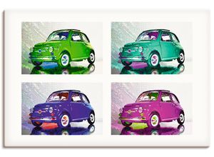 4059745425537 - Wandbild ARTLAND POP ART Der kleine italienische Freund Bilder Gr B H 90 cm x 60 cm Leinwandbild Auto Querformat 1 St weiß Bild Poster Bilder als Alubild Leinwandbild Wandaufkleber oder in versch Größen