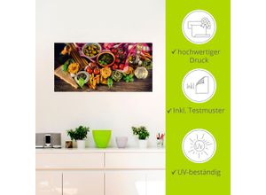 4059745430456 - Wandbild ARTLAND Italienisch mediterrane Lebensmittel Bilder Gr B H 150 cm x 75 cm Wandaufkleber - Vinyl Lebensmittel Querformat 1 St bunt Bild Metallbild Metallbilder Bilder als Alubild Leinwandbild Wandaufkleber oder Poster in versch Größen