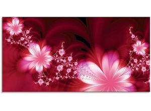 4059745439916 - Glasbild ARTLAND Girlande aus Blumen Bilder Gr B H 100 cm x 50 cm Glasbild Blumen 1 St rot Glasbilder in verschiedenen Größen