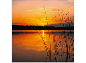 4059745440011 - Glasbild ARTLAND Landschaft mit Sonnenaufgang Bilder Gr B H 20 cm x 20 cm Sonnenaufgang & -untergang 1 St orange Glasbilder Bilder in verschiedenen Größen