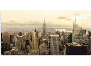 4059745529105 - Wandbild ARTLAND Skyline Manhattan - New York Bilder Gr B H 100 cm x 50 cm Alu-Dibond-Druck Amerika 1 St beige (natur) Bild Metallbild Metallbilder Bilder als Alubild Leinwandbild Wandaufkleber oder Poster in versch Größen