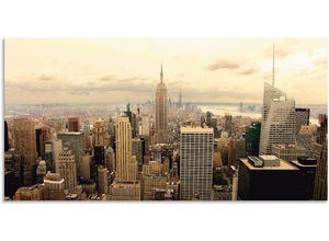 4059745529150 - Wandbild ARTLAND Skyline Manhattan - New York Bilder Gr B H 60 cm x 30 cm Alu-Dibond-Druck Amerika 1 St beige (natur) Bild Metallbild Metallbilder Bilder als Alubild Leinwandbild Wandaufkleber oder Poster in versch Größen