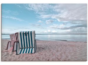 4059745572170 - Wandbild ARTLAND Einsame Strandkörbe am Ostseestrand Bilder Gr B H 90 cm x 60 cm Leinwandbild Strand 1 St blau Bild Kunstdruck Kunstdrucke Bilder als Alubild Leinwandbild Wandaufkleber oder Poster in versch Größen