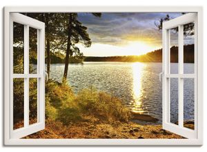 4059745627559 - Wandbild ARTLAND Sonnenuntergang im Algonquin Park Bilder Gr B H 100 cm x 70 cm Leinwandbild Fensterblick Querformat 1 St bunt Bild Leinwandbild Kunstdrucke Bilder als Leinwandbild Wandaufkleber oder Poster in versch Größen