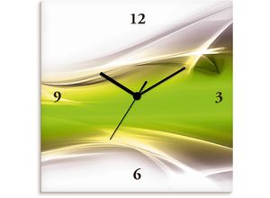 4059745714532 - Wanduhr ARTLAND Kreatives Element Wanduhren Gr B H T 30 cm x 30 cm x 17 cm Funkuhr grün Wanduhren wahlweise mit Quarz- oder Funhuhrwerk lautlos ohne Tickgeräusche