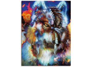 4059745732314 - Wandbild ARTLAND Indischer Krieger mit Wolf Bilder Gr B H 90 cm x 120 cm Leinwandbild klassische Fantasie 1 St bunt Bild Poster Bilder als Alubild Leinwandbild Wandaufkleber oder in versch Größen