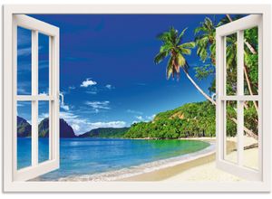 4059745735537 - Wandbild ARTLAND Fensterblick Paradies Bilder Gr B H 100 cm x 70 cm Alu-Dibond-Druck Fensterblick 1 St weiß Bild Metallbild Metallbilder Bilder als Alubild Leinwandbild Wandaufkleber oder Poster in versch Größen