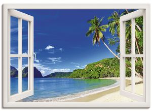 4059745735544 - Wandbild ARTLAND Fensterblick Paradies Bilder Gr B H 100 cm x 70 cm Leinwandbild Fensterblick 1 St weiß Bild Metallbild Metallbilder Bilder als Alubild Leinwandbild Wandaufkleber oder Poster in versch Größen