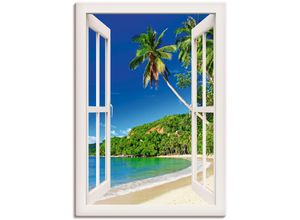 4059745735636 - Wandbild ARTLAND Fensterblick Paradies Bilder Gr B H 70 cm x 100 cm Leinwandbild Fensterblick 1 St weiß Bild Metallbild Metallbilder Bilder als Alubild Leinwandbild Wandaufkleber oder Poster in versch Größen