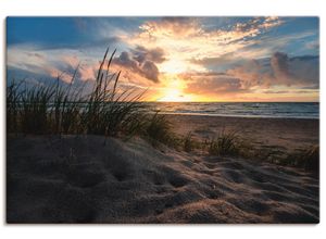 4059745751209 - Wandbild ARTLAND Sonnenuntergang an der Ostsee Bilder Gr B H 120 cm x 80 cm Leinwandbild Strand Querformat 1 St orange Bild Leinwandbild Kunstdrucke Bilder als Alubild Leinwandbild Wandaufkleber oder Poster in versch Größen