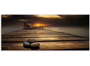 4059745764483 - Glasbild ARTLAND Sonnenaufgang am Schwarzen Meer Bilder Gr B H 125 cm x 50 cm Glasbild Sonnenaufgang & -untergang 1 St braun Glasbilder in verschiedenen Größen