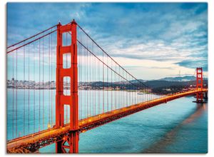 4059745772372 - Wandbild ARTLAND Golden Gate Bridge Bilder Gr B H 120 cm x 90 cm Leinwandbild Brücken 1 St blau Bild Poster Bilder als Alubild Leinwandbild Wandaufkleber oder in versch Größen