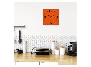 4059745806923 - Wanduhr ARTLAND Uni Trendfarben Wanduhren Gr B H T 30 cm x 30 cm x 03 cm Quarzuhr 4 Ziffern orange Wanduhren wahlweise mit Quarz- oder Funhuhrwerk lautlos ohne Tickgeräusche