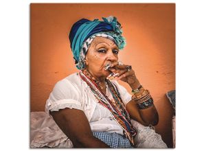 4059745810050 - Wandbild ARTLAND Genuss der Zigarre Bilder Gr B H 40 cm x 40 cm Leinwandbild Frau quadratisch 1 St orange Bild Poster Bilder als Alubild Leinwandbild Wandaufkleber oder in versch Größen