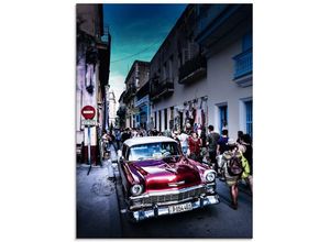 4059745810326 - Glasbild ARTLAND Leben in Havanna Bilder Gr B H 45 cm x 60 cm Glasbild Auto Hochformat 1 St bunt Bild Glasbild Glasbilder Bilder in verschiedenen Größen