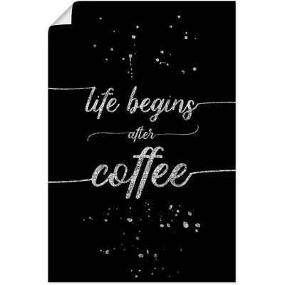 4059745814065 - Wandbild ARTLAND Leben beginnt nach dem Kaffee Bilder Gr B H 40 cm x 60 cm Poster Sprüche & Texte 1 St schwarz Bild Kunstdruck Metallbild Metallbilder Bilder als Alubild Leinwandbild Wandaufkleber oder Poster in versch Größen