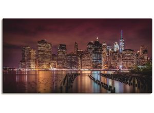 4059745818476 - Wandbild ARTLAND New York City Impression bei Nacht Bilder Gr B H 100 cm x 50 cm Leinwandbild Amerika 1 St rot Bild Kunstdruck Poster Bilder als Alubild Leinwandbild Wandaufkleber oder in versch Größen