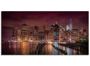 4059745818513 - Glasbild ARTLAND New York City Impression bei Nacht Bilder Gr B H 60 cm x 30 cm Glasbild Amerika Querformat 1 St rot Bild Glasbild Glasbilder Bilder in verschiedenen Größen