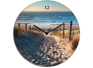 4059745827911 - Wanduhr ARTLAND Weg zum Nordseestrand Sonnenuntergang Wanduhren Gr T 18 cm Funkuhr beige (natur) Wanduhren wahlweise mit Quarz- oder Funhuhrwerk lautlos ohne Tickgeräusche