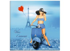 4059745839815 - Glasbild ARTLAND Es lebe die Liebe Bilder Gr B H 50 cm x 50 cm Glasbild Frau quadratisch 1 St blau Bild Glasbild Glasbilder Bilder in verschiedenen Größen