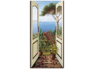 4059745885201 - Wandbild ARTLAND Veranda am Meer Bilder Gr B H 75 cm x 150 cm Leinwandbild Küstenbilder Hochformat 1 St grün Kunstdrucke als Alubild Leinwandbild Wandaufkleber oder Poster in versch Größen