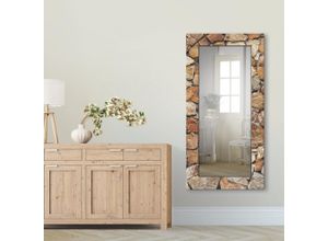 4059745906487 - Dekospiegel ARTLAND Braune Steinwand Spiegel Gr B H T 604 cm x 1204 cm x 16 cm beige (naturfarben) Dekospiegel Spiegel gerahmter Ganzkörperspiegel Wandspiegel mit Motivrahmen Landhaus