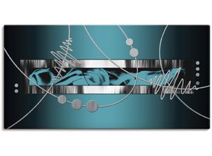 4059745913355 - Wandbild ARTLAND Silber abstrakt auf petrol Bilder Gr B H 150 cm x 75 cm Leinwandbild Gegenstandslos 1 St blau Bild Metallbild Metallbilder Bilder als Alubild Leinwandbild Wandaufkleber oder Poster in versch Größen