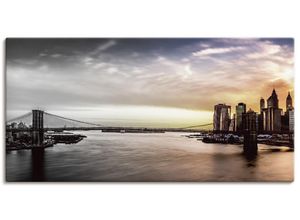 4059745916554 - Wandbild ARTLAND Brooklyn Bridge Panorama Bilder Gr B H 100 cm x 50 cm Leinwandbild Amerika Querformat 1 St schwarz Bild Poster Bilder als Alubild Leinwandbild Wandaufkleber oder in versch Größen