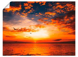 4059745920957 - Wandbild ARTLAND Sonnenuntergang am Strand Bilder Gr B H 60 cm x 45 cm Poster Sonnenaufgang & -untergang Querformat 1 St orange Bild Poster Bilder als Alubild Leinwandbild Wandaufkleber oder in versch Größen