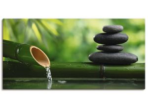 4059745928601 - Wandbild ARTLAND Bambusbrunnen und Zen-Stein Bilder Gr B H 60 cm x 30 cm Leinwandbild Zen Querformat 1 St grün Bild Leinwandbild Kunstdrucke Bilder als Alubild Leinwandbild Wandaufkleber oder Poster in versch Größen