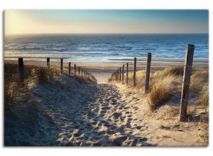 4059745929950 - Wandbild ARTLAND Weg zum Nordseestrand Sonnenuntergang Bilder Gr B H 120 cm x 80 cm Leinwandbild Strand Querformat 1 St beige (naturfarben) Bild Metallbild Metallbilder Bilder als Alubild Leinwandbild Wandaufkleber oder Poster in versch Größen