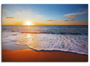 4059745930277 - Wandbild ARTLAND Sonnenuntergang und das Meer Bilder Gr B H 120 cm x 80 cm Leinwandbild Strand Querformat 1 St blau Bild Poster Bilder als Alubild Leinwandbild Wandaufkleber oder in versch Größen