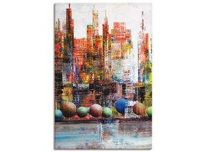 4059745957700 - Wandbild ARTLAND New York Stadtansicht Bilder Gr B H 60 cm x 90 cm Leinwandbild Amerika Hochformat 1 St rot Bild Poster Bilder als Alubild Leinwandbild Wandaufkleber oder in versch Größen