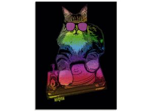 4059745990158 - Glasbild ARTLAND Witzige DJ Katze Party Musik Bilder Gr B H 45 cm x 60 cm Glasbild Humor Hochformat 1 St bunt Bild Glasbild Glasbilder Bilder in verschiedenen Größen