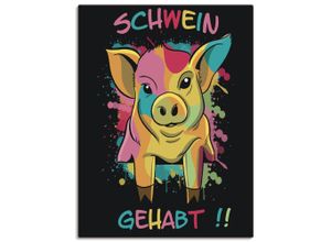 4059745993104 - Wandbild ARTLAND Schwein Gehabt Bilder Gr B H 60 cm x 80 cm Leinwandbild Humor Hochformat 1 St gelb Bild Poster Bilder als Alubild Leinwandbild Wandaufkleber oder in versch Größen