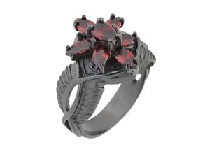 4059824021537 - Fingerring DER HERR RINGE Dark Years Collection Arwens Abendstern - schwarz rot 20002139 Fingerringe Gr 64 Silber 925 (Sterlingsilber) 45 mm rot (gunfarben rot rot) Damen Fingerringe Made in Germany - mit Zirkonia (synth)