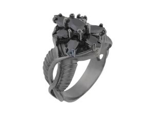 4059824021599 - Fingerring DER HERR RINGE Dark Years Collection Arwens Abendstern - schwarz 20002138 Fingerringe Gr 50 Silber 925 (Sterlingsilber) 45 mm schwarz (gunfarben schwarz schwarz) Damen Fingerringe Made in Germany - mit Zirkonia (synth)