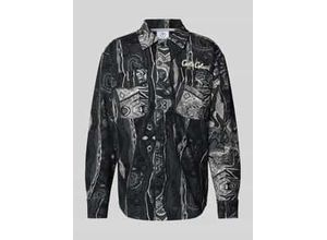 4059833431655 - Loose Fit Hemdjacke mit Label-Stitching 4059833431655 - Loose Fit Hemdjacke mit Label-Stitching