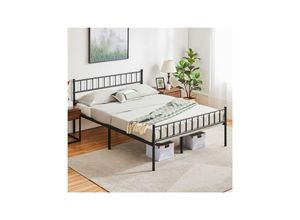 4059852036770 - Einzelbettgestell Doppelbettgestell Klassisch Metallbett Bettrahmen Bett Schlafzimmerbett Lattenrost Ehebett Schlafzimmermöbel Schwarz 135 x 190 cm