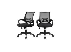 4059852670608 - 2x Bürostuhl ergonomischer Drehstuhl mit Netzrücken Bürodrehstuhl Office Chair Höhenverstellung und Wippfunktion Schwarz - Yaheetech