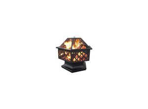 4059852825862 - Feuerstelle Garten vò 61cm Feuerkorb sechseckige Feuerschale Feuerschale für Auvüenterrasse Hinterhof Campinggarten Firepit Terrasse Maschendraht & Schürhaken Funkenschutzgitter