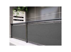 4059865086632 - Dynamic24 - Polyrattan Sichtschutzmatte 300x90cm grau meliert SG03620-RC31-300x90