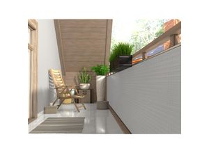 4059865091391 - Polyrattan PVC Sichtschutz Matte 300x90 Balkon Zaun Windschutz Garten grau