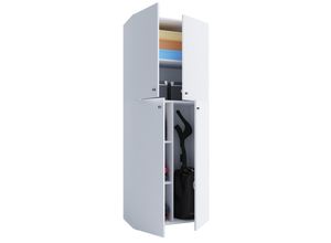 4059865102196 - Mehrzweckschrank Kleiderschrank Hochschrank Garderobe Flur Schrank Regal weiß