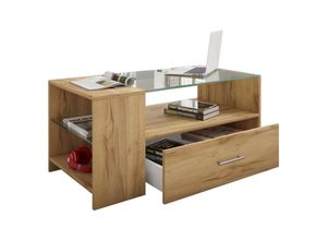 4059865103162 - Glas Couchtisch Wohnzimmer Tisch Beistelltisch Sofatisch Stubentisch Eiche Dekor