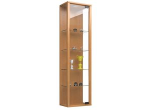 4059865104275 - Pkline - Stano Mini Vitrinenschrank Wandmontage 1 Glastür mit LED-Licht zum Aufhängen Buche dekor 56-911790