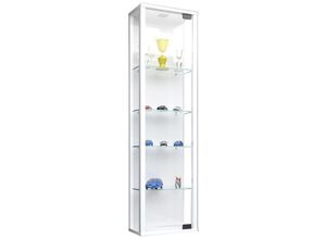 4059865104282 - Pkline - Stano Mini Vitrinenschrank Wandmontage 1 Glastür mit LED-Licht zum Aufhängen weiß 56-911789