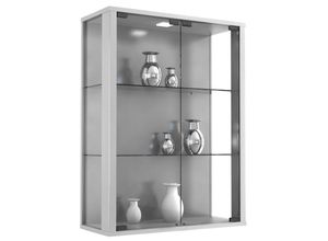 4059865112591 - Vitrinenschrank Glas Wandschrank Vitrine Sammlervitrine Hängeschrank silber